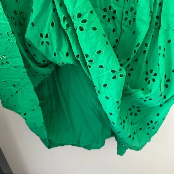 J.Crew Green Eyelet Ruffle Sleeve Dress - Picture 8 of 10